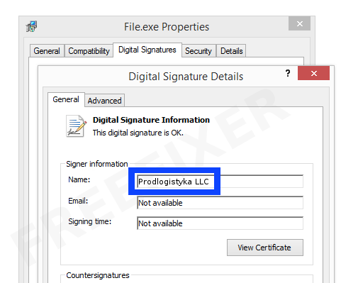 Screenshot of the Prodlogistyka LLC certificate